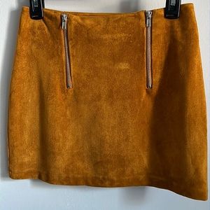 Forever 21 Vegan Suede Rich Golden Mustard Double Zip A-line Festival Mini Skirt